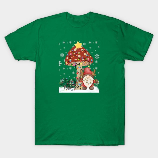 Mushroom Christmas Gnome T-Shirt by MCsab Creations